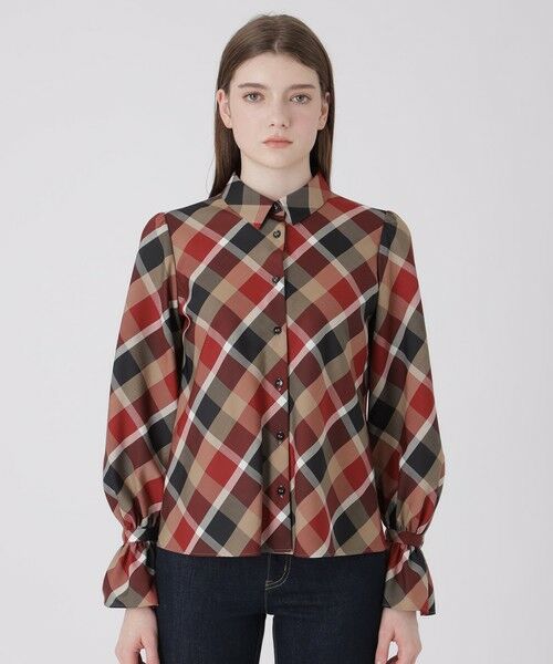 BLUE LABEL / BLACK LABEL CRESTBRIDGE / ブルーレーベル / ブラックレーベル・クレストブリッジ  シャツ・ブラウス | クレストブリッジチェックキャンディスリーブブラウス | 詳細5