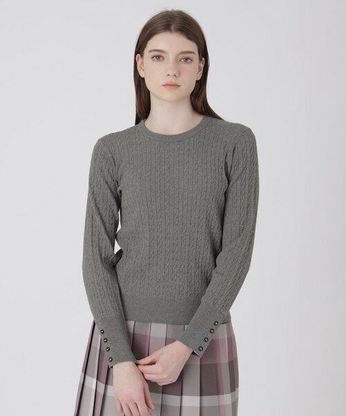 BLUE LABEL / BLACK LABEL CRESTBRIDGE / ブルーレーベル / ブラックレーベル・クレストブリッジ  ニット・セーター | ケーブルニットプルオーバー（グレー3）