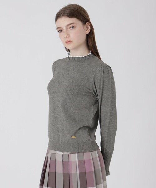 BLUE LABEL / BLACK LABEL CRESTBRIDGE / ブルーレーベル / ブラックレーベル・クレストブリッジ  ニット・セーター | フリルディテールニットプルオーバー（グレー3）