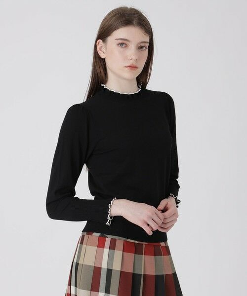 BLUE LABEL / BLACK LABEL CRESTBRIDGE / ブルーレーベル / ブラックレーベル・クレストブリッジ  ニット・セーター | フリルディテールニットプルオーバー（ブラック）
