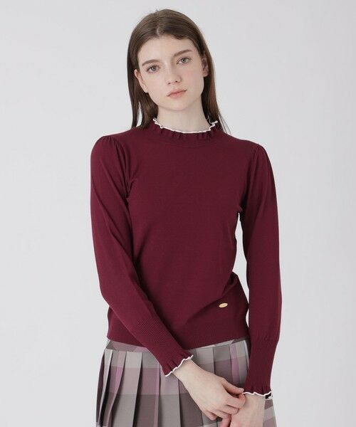 BLUE LABEL / BLACK LABEL CRESTBRIDGE / ブルーレーベル / ブラックレーベル・クレストブリッジ  ニット・セーター | フリルディテールニットプルオーバー（ワイン1）