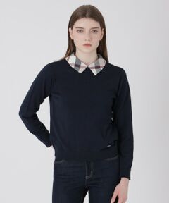 BLUE LABEL / BLACK LABEL CRESTBRIDGE / ブルーレーベル / ブラックレーベル・クレストブリッジ  ニット・セーター | シャツレイヤードドッキングニット