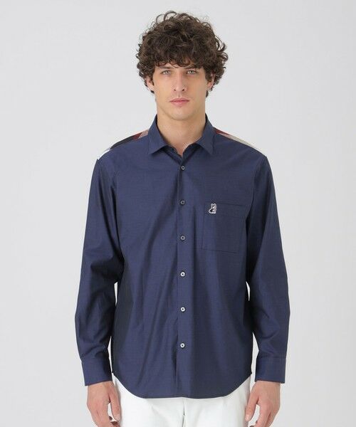 BLUE LABEL / BLACK LABEL CRESTBRIDGE / ブルーレーベル / ブラックレーベル・クレストブリッジ  シャツ・ブラウス | 【一部店舗限定】コーギーエンブロイダリーショルダーチェックシャツ（ネイビー1）