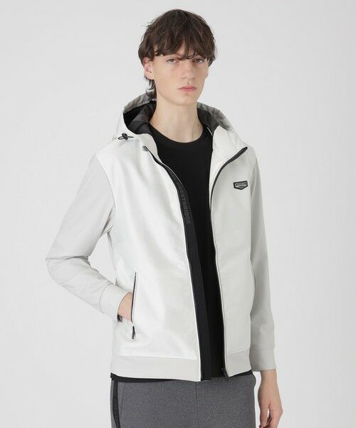 BLUE LABEL / BLACK LABEL CRESTBRIDGE / ブルーレーベル / ブラックレーベル・クレストブリッジ カットソー | 【BLACK lab.】シャドーチェックハイブリッドパーカー(オフホワイト2)