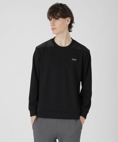BLUE LABEL / BLACK LABEL CRESTBRIDGE / ブルーレーベル / ブラックレーベル・クレストブリッジ  カットソー | 【BLACK lab.】シャドーチェックハイブリッドニットソー（ブラック）