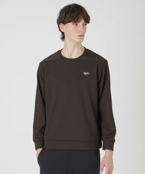 BLUE LABEL / BLACK LABEL CRESTBRIDGE / ブルーレーベル / ブラックレーベル・クレストブリッジ  カットソー | 【BLACK lab.】シャドーチェックハイブリッドニットソー（ブラウン7）