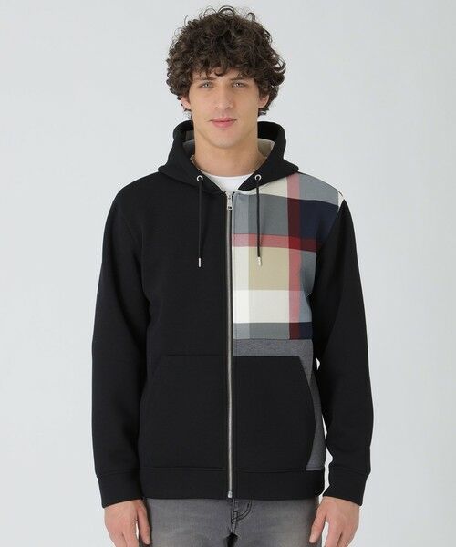 BLUE LABEL / BLACK LABEL CRESTBRIDGE / ブルーレーベル / ブラックレーベル・クレストブリッジ カットソー | 【一部店舗限定】パッチワークチェックパーカー(ブラック)