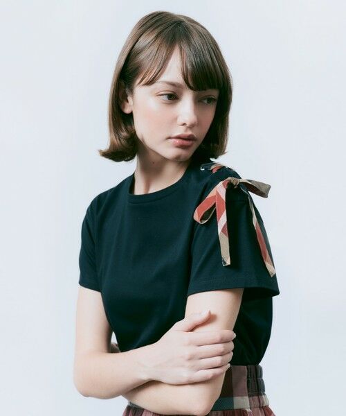 BLUE LABEL / BLACK LABEL CRESTBRIDGE / ブルーレーベル / ブラックレーベル・クレストブリッジ カットソー | ハトメリボンTシャツ(ブラック)