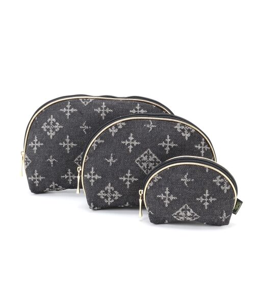 セール 3連ポーチセット デニムジャガード ポーチ Daily