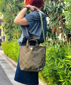 ＊＊Daily russet / デイリーラシット トートバッグ | モノグラムプリント裏加工ナイロンショルダー付トートバッグ