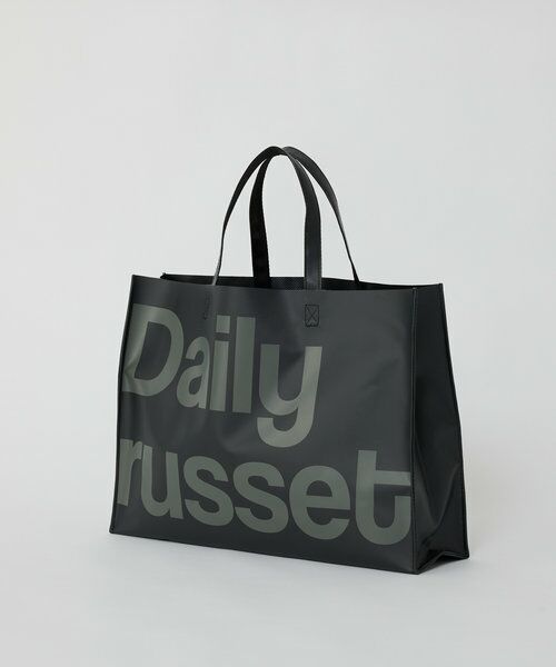 Daily russet / デイリーラシット トートバッグ | 【雨の日OK】ビッグロゴターポリンスクエアトートバッグ（L）（ブラック）
