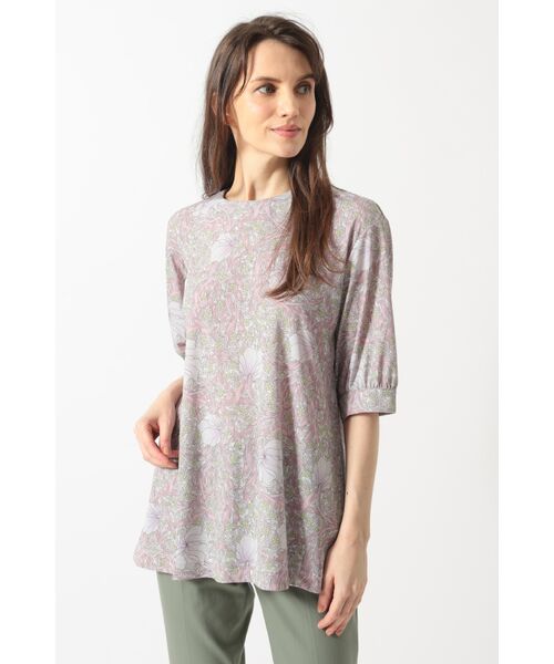 DAKS / ダックス シャツ・ブラウス | ボタニカルプリント七分袖プルオーバー（ピンク）