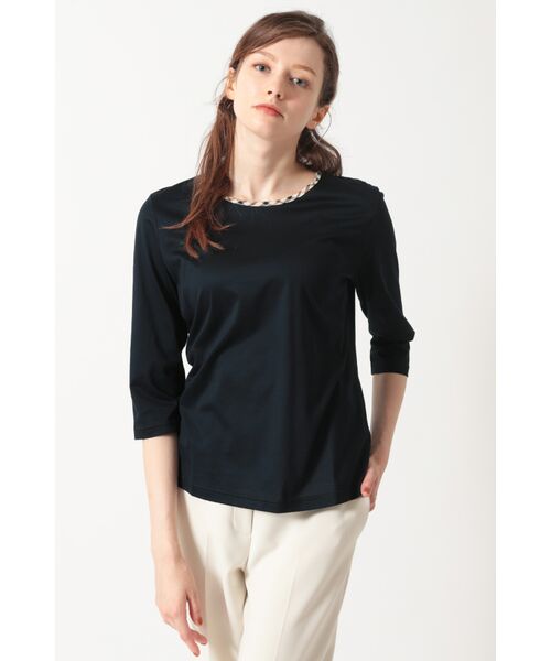 DAKS / ダックス その他トップス | ハウスチェックトリム七分袖カットソー(ネイビー)