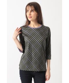 DAKS / ダックス その他トップス | チェックプリント七分袖Tシャツ