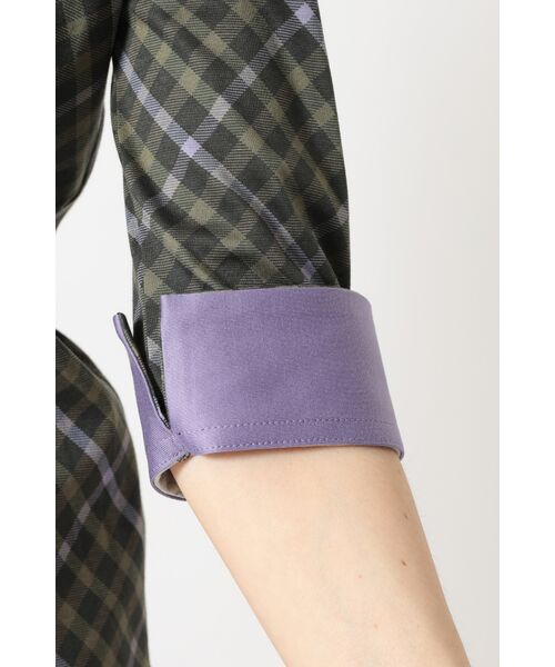 DAKS / ダックス その他トップス | チェックプリント七分袖Tシャツ | 詳細11