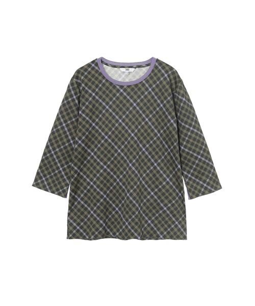 DAKS / ダックス その他トップス | チェックプリント七分袖Tシャツ | 詳細13