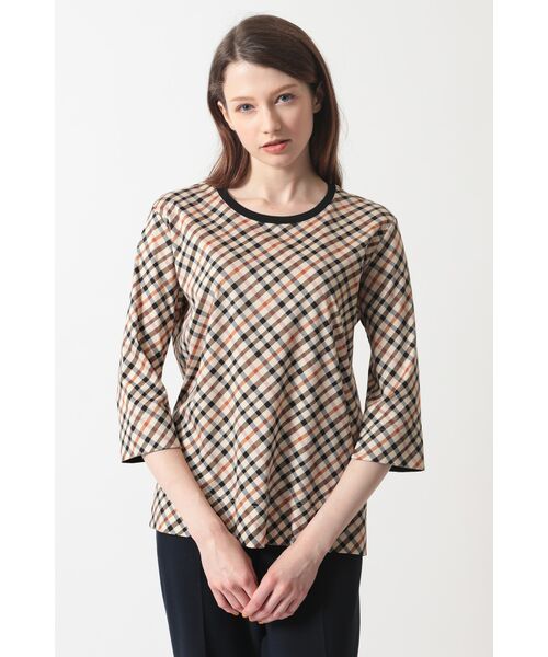 DAKS / ダックス その他トップス | チェックプリント七分袖Tシャツ | 詳細14