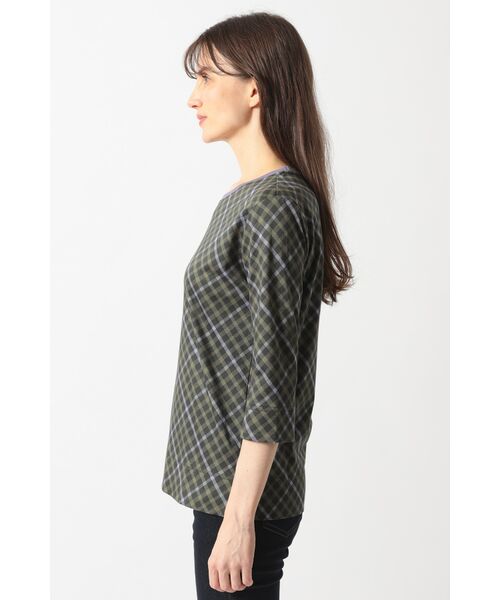 DAKS / ダックス その他トップス | チェックプリント七分袖Tシャツ | 詳細1