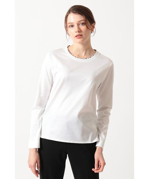 DAKS/ダックス ミニハウスチェック襟 ダブルカラーTシャツ スノーホワイト 42 DAKS/ダックス ミニハウスチェック襟 ダブルカラーTシャツ スノーホワイト 42