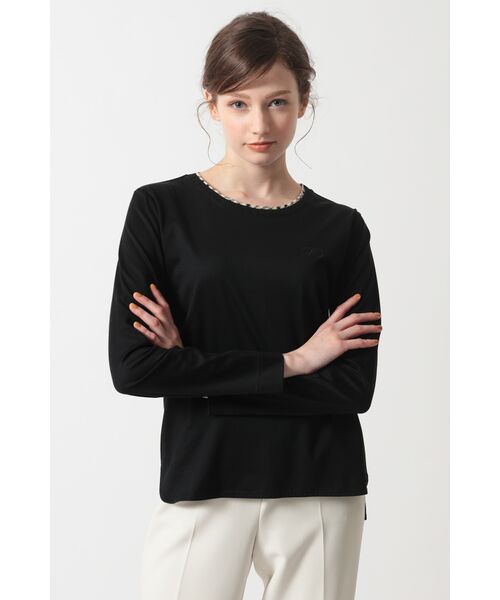 DAKS/ダックス ミニハウスチェック襟 ダブルカラーTシャツ ブラック 42 DAKS/ダックス ミニハウスチェック襟 ダブルカラーTシャツ ブラック 42