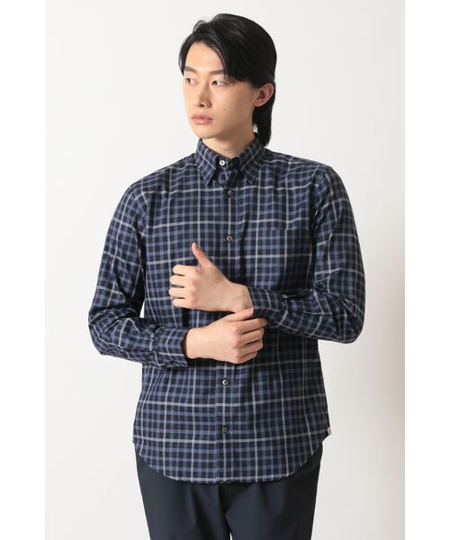 DAKS/ダックス コットン 隠しボタンダウンシャツ ブルーチェック 48 DAKS/ダックス コットン 隠しボタンダウンシャツ ブルーチェック 48