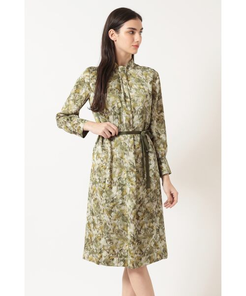DAKS / ダックス ドレス | ドレープサテン プリントワンピース(グリーン)