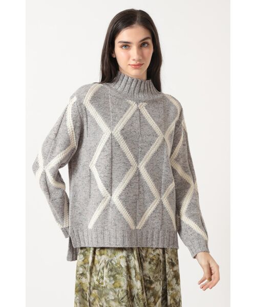 DAKS / ダックス その他トップス | イタリア糸 ダイヤ柄ニットプルオーバー（グレー）