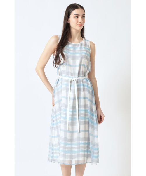 DAKS / ダックス ドレス | 50周年アニバーサリーチェック シフォンワンピース（50thホワイトチェック）