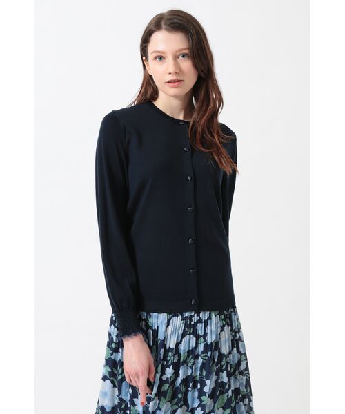 DAKS / ダックス その他トップス | キュプラ混クルーネックカーディガン ミニフリル袖（ネイビー）