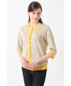 DAKS / ダックス その他トップス | 18G シルケットコットン チェックジャカードカーディガン