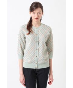 DAKS / ダックス その他トップス | 18G シルケットコットン チェックジャカードカーディガン