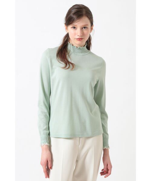 DAKS / ダックス その他トップス | キュプラ混ハイネックプルオーバー ミニフリル（シルトグリーン）