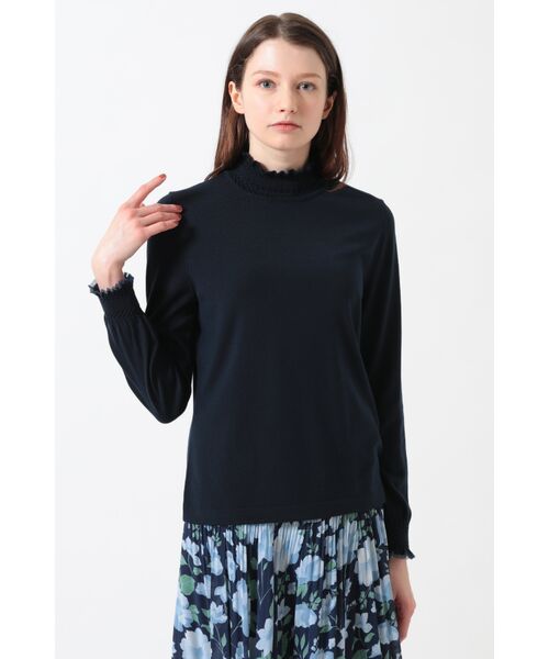 DAKS / ダックス その他トップス | キュプラ混ハイネックプルオーバー ミニフリル（ネイビー）