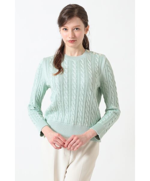 DAKS / ダックス その他トップス | ミックスケーブル ニットプルオーバー（無撚コットン）（シルトグリーン）