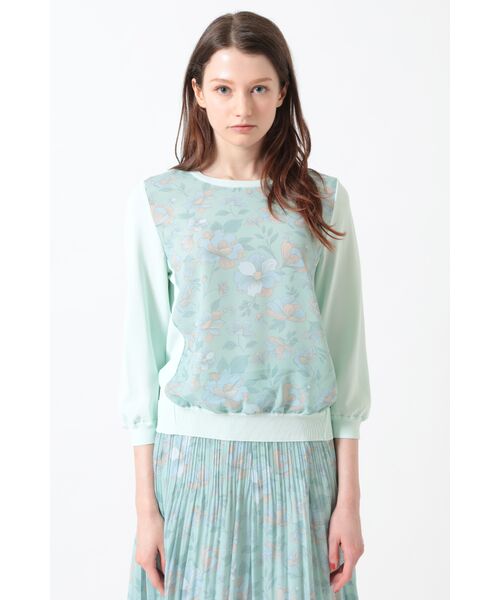 DAKS / ダックス その他トップス | フローラルプリントコンビ クルーネックプルオーバー（シルトグリーン）