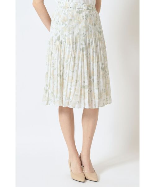 DAKS / ダックス ロング・マキシ丈スカート | フローラルプリント Aライン プリーツスカート（アイボリー）
