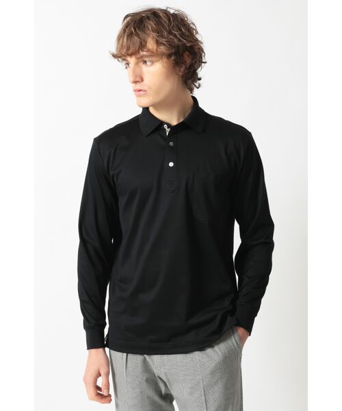 DAKS / ダックス その他トップス | ギザコットン天竺 前立てハウスチェックポロシャツ（ブラック）