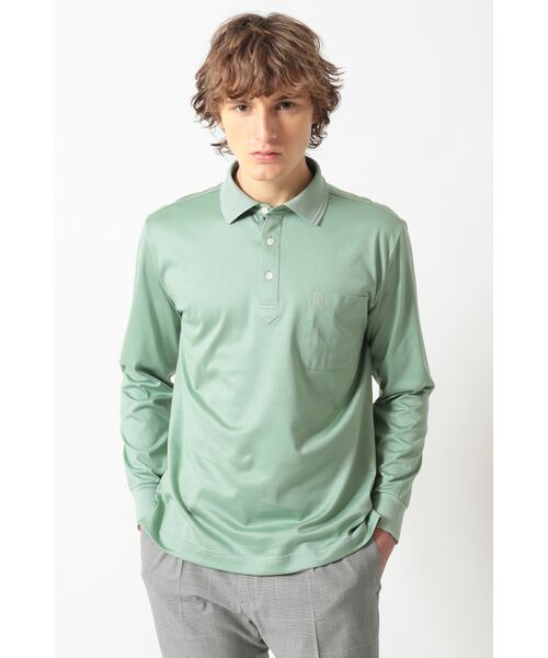 DAKS / ダックス その他トップス | ギザコットン天竺 前立てハウスチェックポロシャツ（グラナイトグリーン）