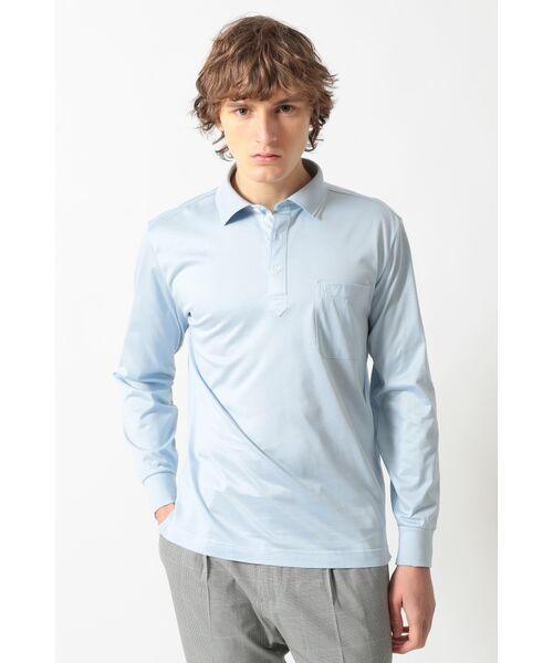 DAKS / ダックス その他トップス | ギザコットン天竺 前立てハウスチェックポロシャツ（カシミヤブルー）