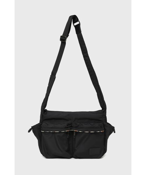 DAKS / ダックス その他 | ナイロン×牛革 ハウスチェックディテール フラップショルダーバッグ（ブラック）
