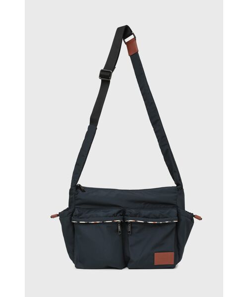 DAKS / ダックス その他 | ナイロン×牛革 ハウスチェックディテール フラップショルダーバッグ（ネイビー）
