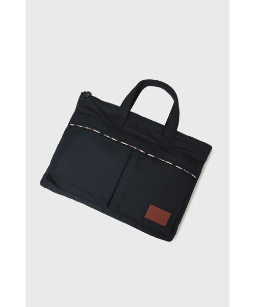 DAKS / ダックス その他 | 軽量ナイロン×牛革 ハウスチェックディテール ブリーフケース（ネイビー）