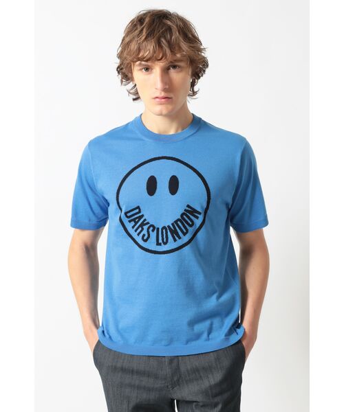 DAKS / ダックス その他トップス | ポリエステルコットン混 スマイルインターシャ ニットプルオーバー（ブルー）