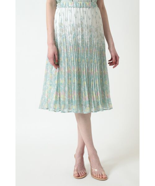 DAKS / ダックス ロング・マキシ丈スカート | ヌーボーフラワープリーツスカート（オフホワイト）