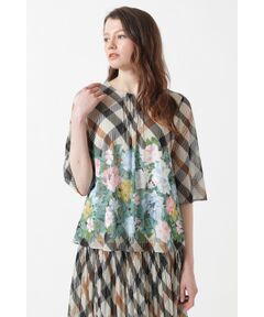 DAKS / ダックス シャツ・ブラウス | ツイルハウスチェックフラワープリントブラウス