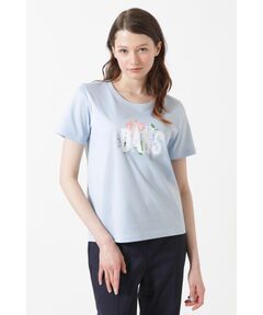 DAKS / ダックス その他トップス | ギザコットン天竺 フラワーモチーフ＆ロゴ Tシャツ