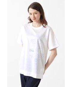 DAKS / ダックス その他トップス | ギザコットン天竺 ラインアートフラワー ドルマンTシャツ