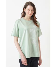 DAKS / ダックス その他トップス | ギザコットン天竺 ラインアートフラワー ドルマンTシャツ
