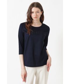 DAKS / ダックス その他トップス | ギザコットン天竺 パール＆ふくれ刺繍ロゴ Tシャツ