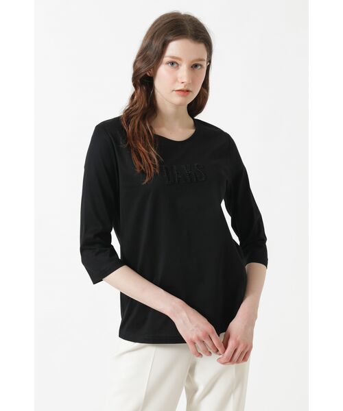 DAKS / ダックス その他トップス | ギザコットン天竺 パール＆ふくれ刺繍ロゴ Tシャツ（ブラック）